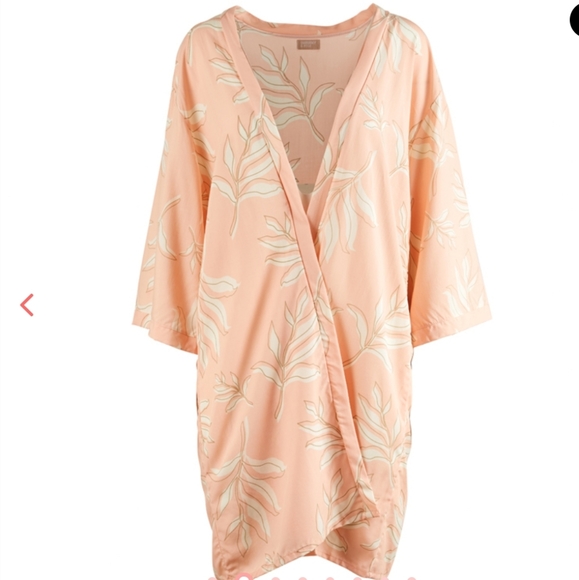 Summer and Rose Sophia Kimono Peach Palms Viscose  Cover-up  Chic  Plus Size NEW - Picture 2 of 7
